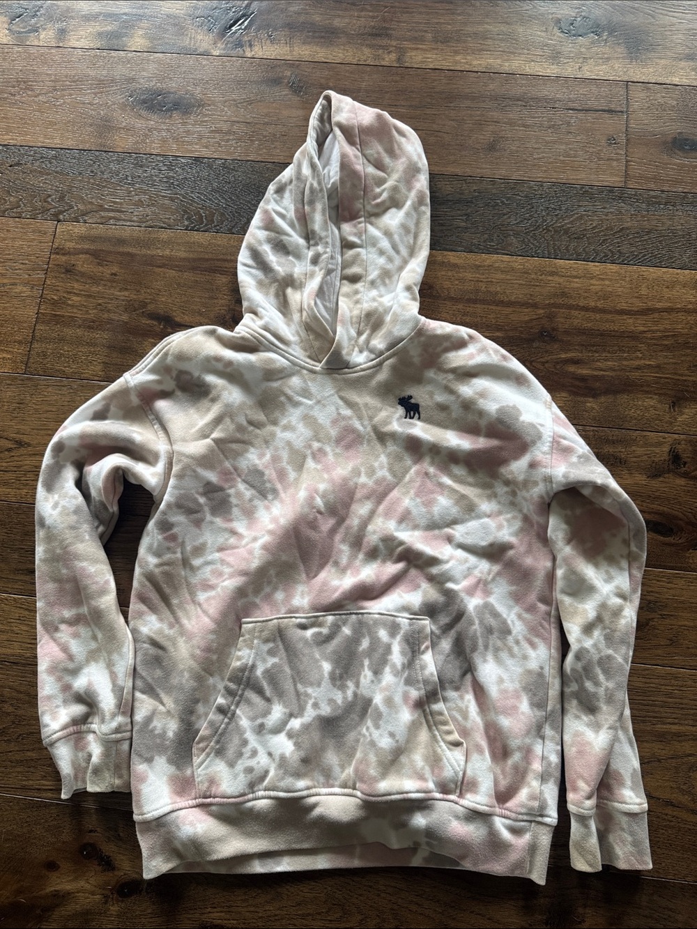 Abercrombie & Fitch Cream and Light Pink Tie-Dye Hoodie